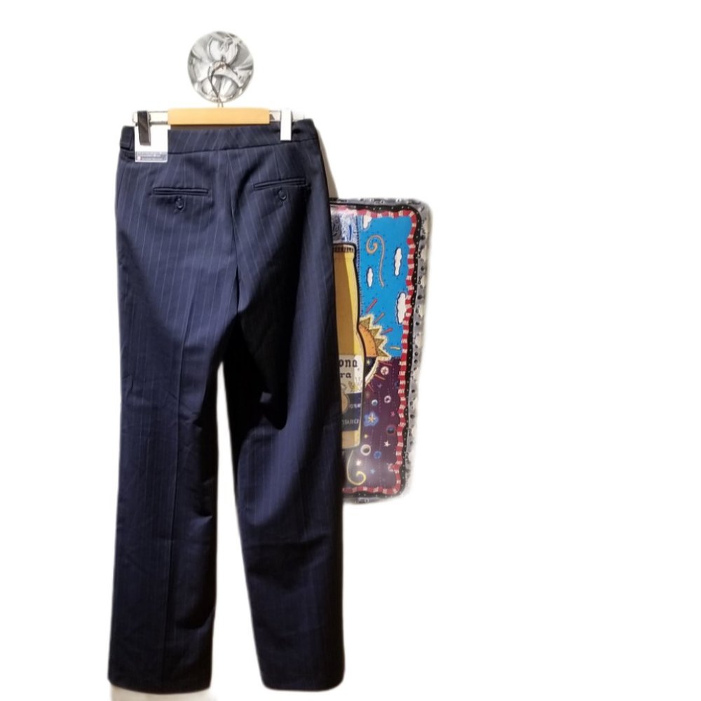 NWT TRISTAN Navy Blue Pinstripe Trousers (Size 1)